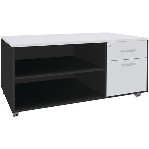 Console Mobile 2 Tiroirs Dont 1ds 120x60 Blanc/carbone