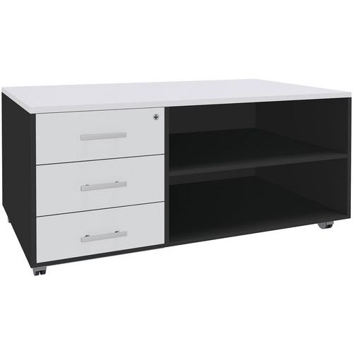 Console Mobile 3 Tiroirs 120x60 Blanc/carbone
