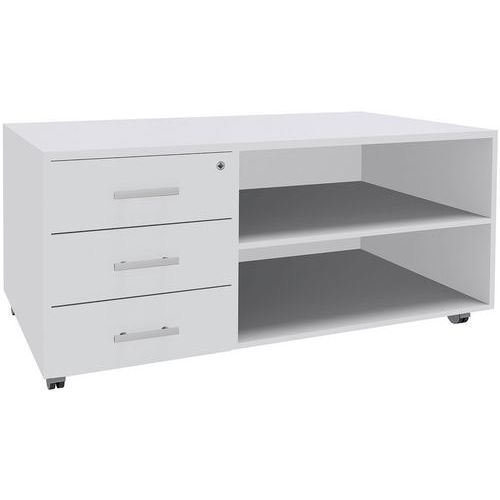 Console Mobile 3 Tiroirs 120x60 Blanc/blanc