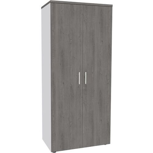 Armoire Haute 180x80 4 Tab. Métal Ds Chêne Gris/blanc