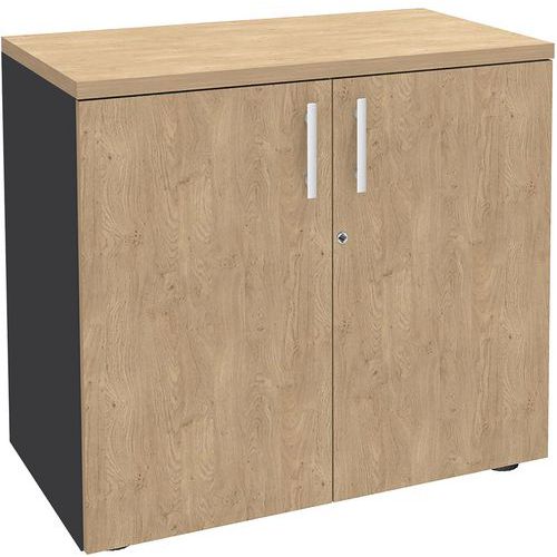 Armoire Basse 72x80 1 Tab. Bois Chêne Clair/carbone