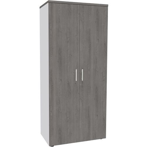 Armoire Haute 180x80 4 Tab. Métal Ds Blanc/chêne Gris