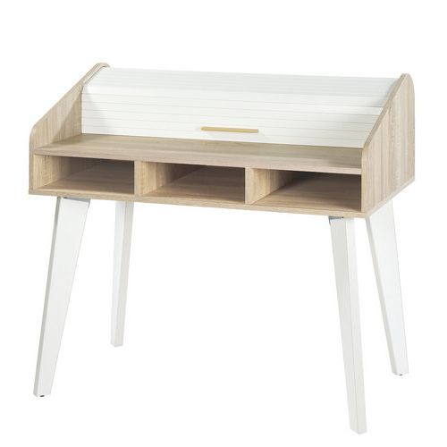 Bureau Arès L104xp60xh95 Chêne/blanc Sans Tiroir
