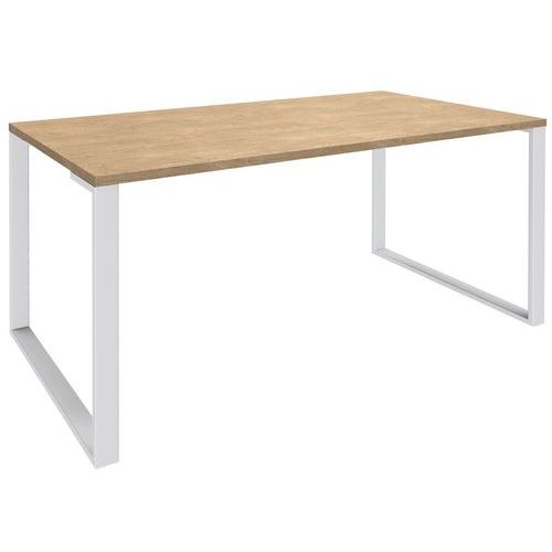 Simmob - Bureau droit Urban 120x80cm chêne clair/pieds blanc - Plateau mélaminé - Acier - Éco-responsable