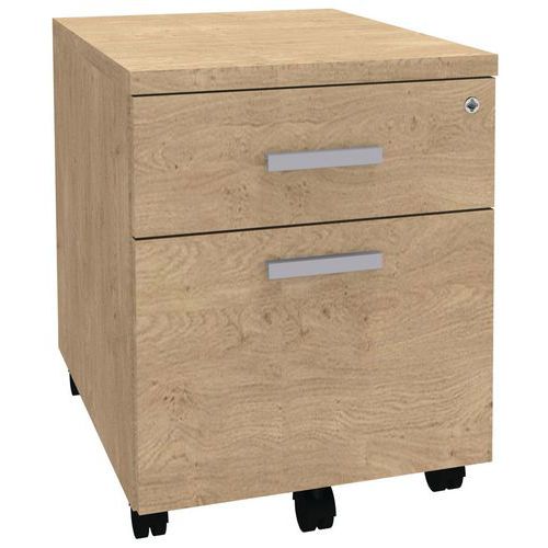 Caisson Mobile 2 Tiroirs Dont 1 Ds Chêne Clair/poignée Grise
