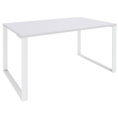 Simmob - Bureau droit Urban 140x80 cm blanc - Plateau mélaminé, Piétement acier - Éco-responsable