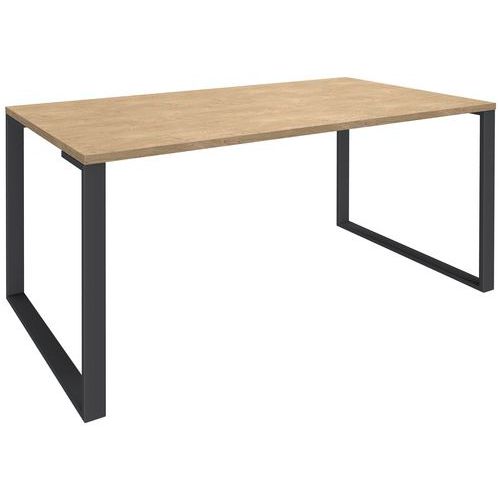 Simmob - Bureau droit Urban 160x80 cm chêne clair/pieds carbone - Éco-responsable, Plateau mélaminé, Acier