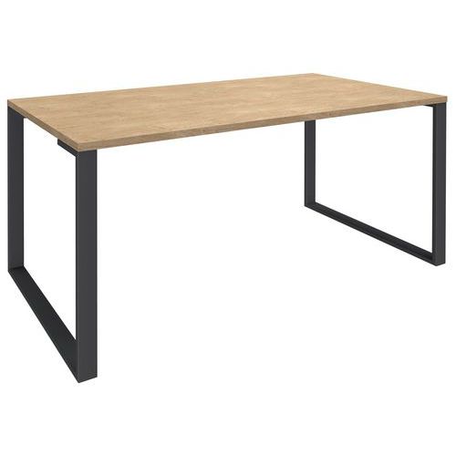 Simmob - Bureau droit Urban 180x80cm chêne clair/pieds carbone - Éco-responsable, Plateau mélaminé, Acier