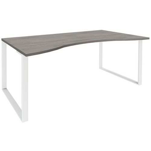 Bureau Dble Vague 180x90x80 Chêne Gris/pieds Blanc