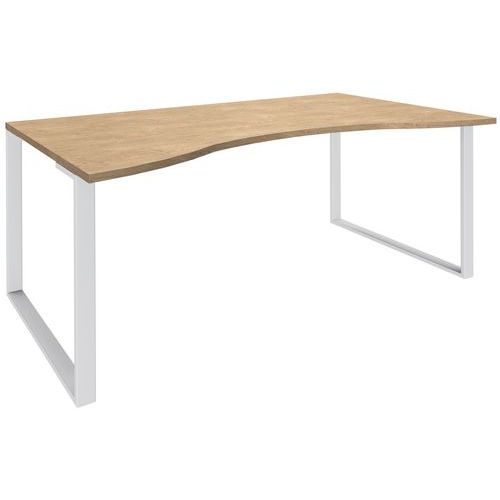Bureau Dble Vague 180x90x80 Chêne Clair/pieds Blanc