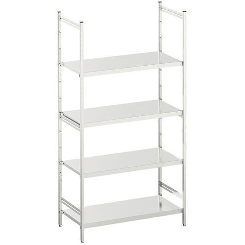 Hupfer - Rayonnage médical inox Norme 5 - 1800x500x1400 mm - 4 niveaux - 125 kg/tablette - Éco-responsable