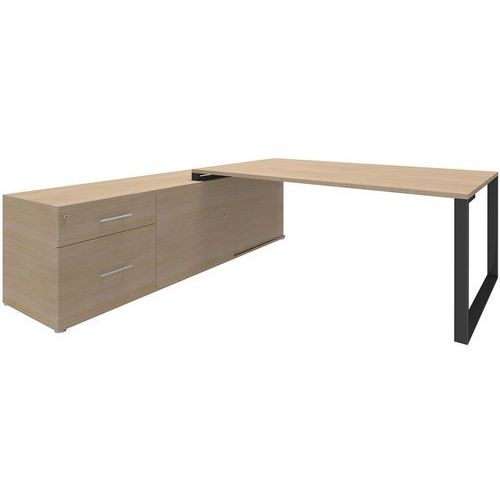Bureau L180xp100 Sur Console Gch 200x60 Chêne Clair/carbone
