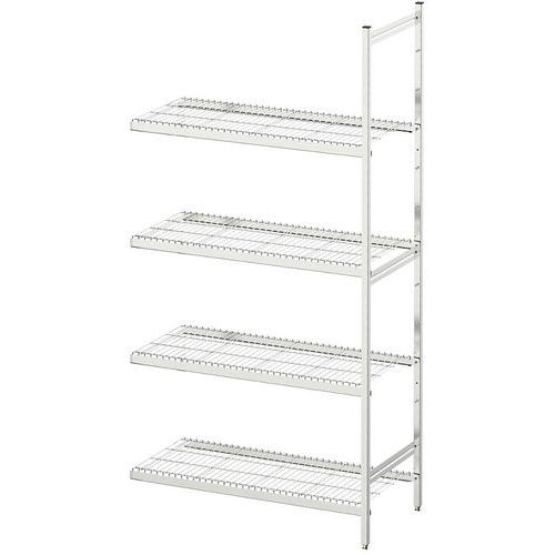 Hupfer - Kit d'extension rayonnage médical inox Norme 5 - 2000x500x1000mm - 4 tablettes grillagées 150kg - Éco-responsable