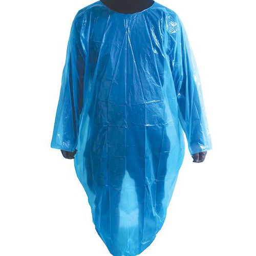 Protection de pluie jetable/poncho bleu 118x80 cm, lot de 50 pcs
