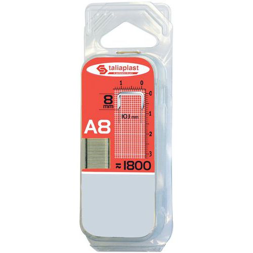 Taliaplast - Agrafe pour agrafeuse cloueuse type A - 8mm - Lot de 50mm - Outillage à main résistant