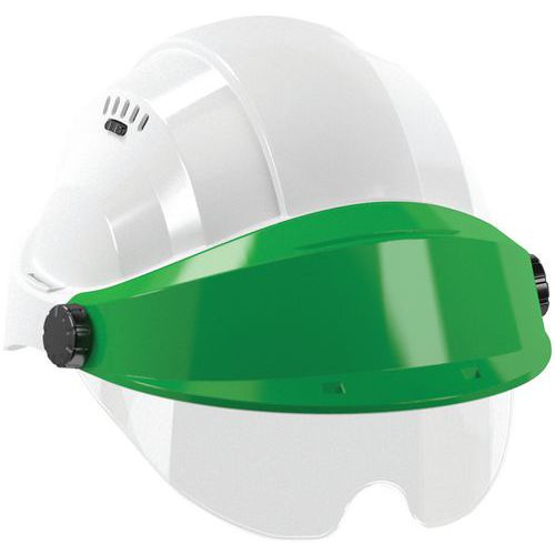 Taliaplast - Casque Orizon avec lunette - Blanc/Vert - Polyéthylène haute densité - Norme EN 166