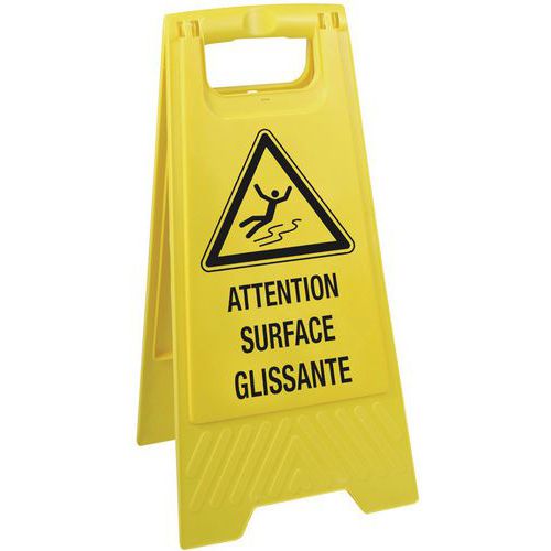 Taliaplast - Chevalet Attention Surface Glissante Jaune - Hauteur 62cm - Signalétique Sécurité