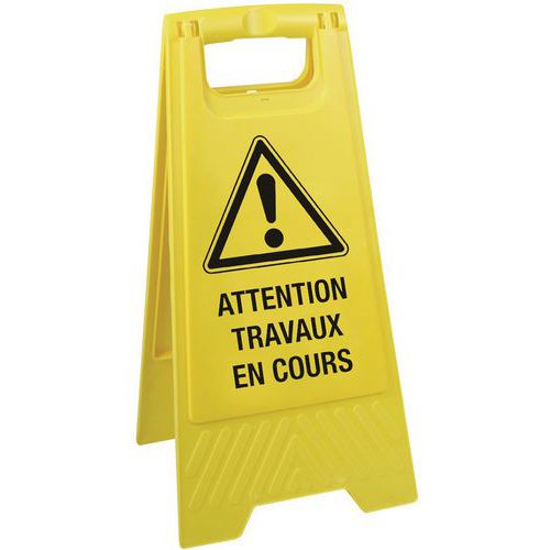 Taliaplast - Chevalet Attention Travaux en Cours - Jaune 62cm - Signalétique de Sécurité Visible