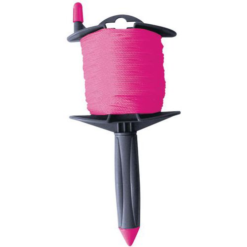 Taliaplast - Cordeau tressé sur enrouleur - Rouge fluo 100m Ø1.5mm Polypropylène - Idéal pour marquage et travaux