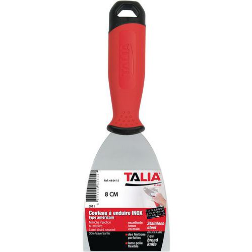 Taliaplast - Couteau à enduire américain inox - Lame 8cm - Finition parfaite