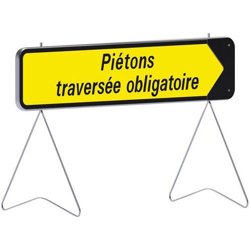 Taliaplast - Panneau Piétons Traversée Obligatoire Rigide Acier - 130x30 cm - Classe T1 - Voirie