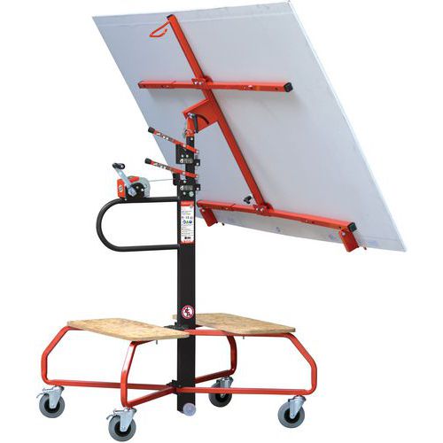 Taliaplast - Lève-plaques Taliatop avec tablettes porte-outils - Charge 65kg - Hauteur 31cm - Idéal pour plaquistes