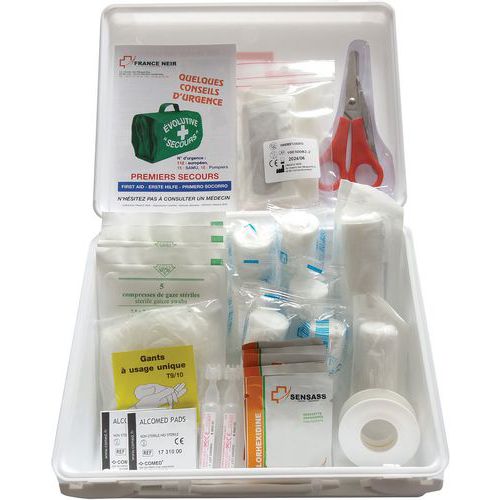 Taliaplast - Mallette de secours BTP Grand Modèle Blanc - 210x270x90mm - Kit d'urgence professionnel