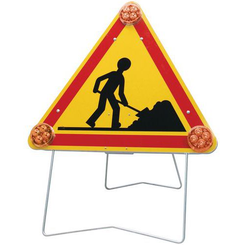 Taliaplast - Panneau AK5 Triflash Travailleur - Triangle 1000mm Classe T1 - Signalisation Sécurité Voirie