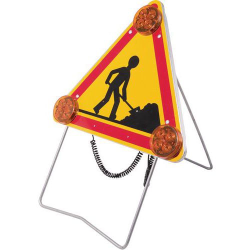 Taliaplast - Panneau AK5 Triflash Travailleur - Triangle 700mm Classe T1 - Signalisation Voirie