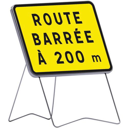 Taliaplast - Panneau KC1 Route barrée à 200m - 80x60cm - Acier Rigide T1
