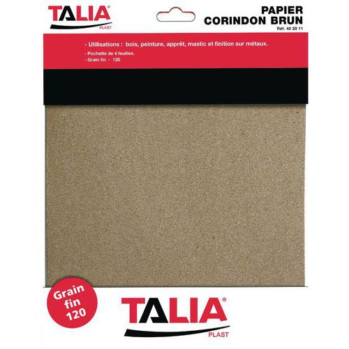Taliaplast - Papier Corindon Brun 4 Feuilles - Grain 80 Moyen - 310x230mm