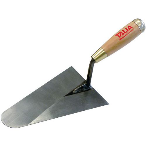 Taliaplast - Truelle lisseuse bout rond acier - Manche bois - 22cm - Lame acier 130mm - Outillage professionnel