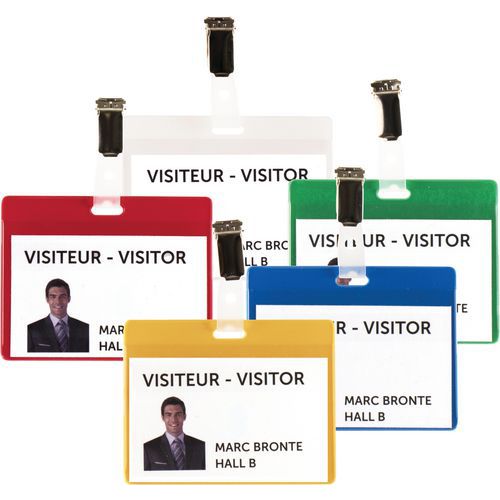 Djois Made By Tarifold - Kit badges visiteurs PVC transparent - 25 pièces - Horizontal - Souple