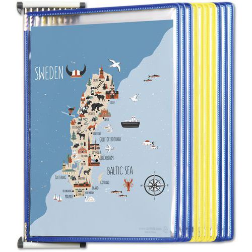 Panneau Mural Métal Tarifold - A4 - 10 Poches - Model Suède