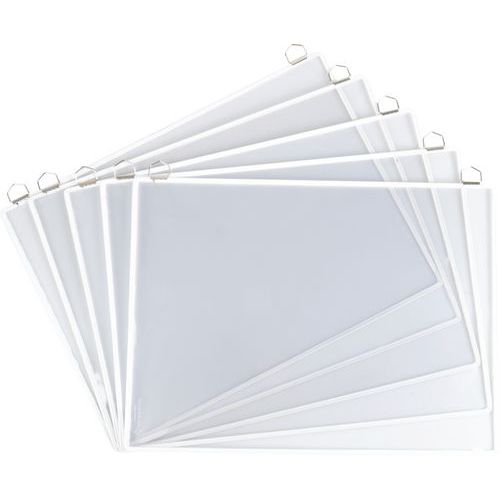 Djois Made By Tarifold - Lot de 5 Poches A3 Paysage - Blanc - PVC Rigide Repositionnable - Idéal Lean Management