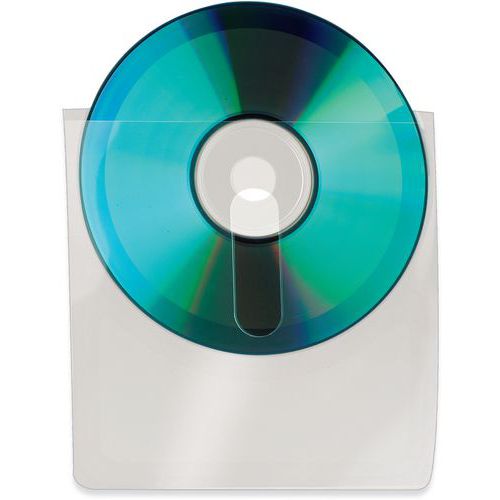 Djois Made By Tarifold - Pochette adhésive CD/DVD 127x127mm Transparent - 3L avec encoche - Idéal pour organiser vos médias