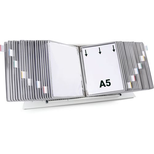 Pupitre D'affichage Métal Tarifold - A5 - 40 Poches - Gris
