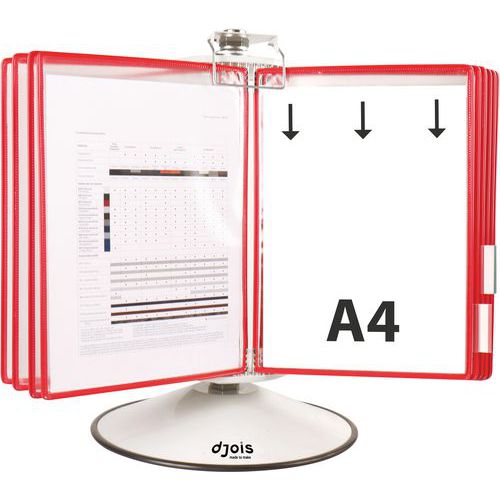 Djois Made By Tarifold - Support de présentation rotatif A4 - 50 pochettes rouge - Gris - 600x600x46cm