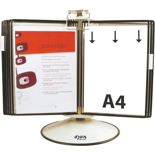 Djois Made By Tarifold - Support Présentation Rotatif A4 - 40 Poches PVC Noir - Gris - 580x460x580mm - Idéal Industrie