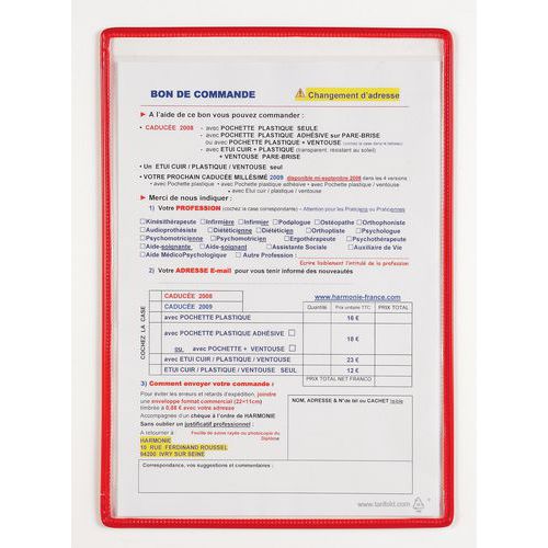 Djois Made By Tarifold - Pochettes A4 Rouge PVC - Lot de 5 - Lean Management Repositionnable
