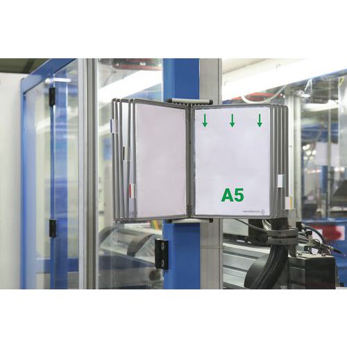 Support Mural Métal Tarifold - A5 - 10 Poches - Gris