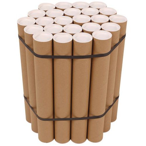 Tube d'expédition en carton kraft Havane 450x60mm - Format A2 - 95% recyclé - Idéal pour produits longs et légers