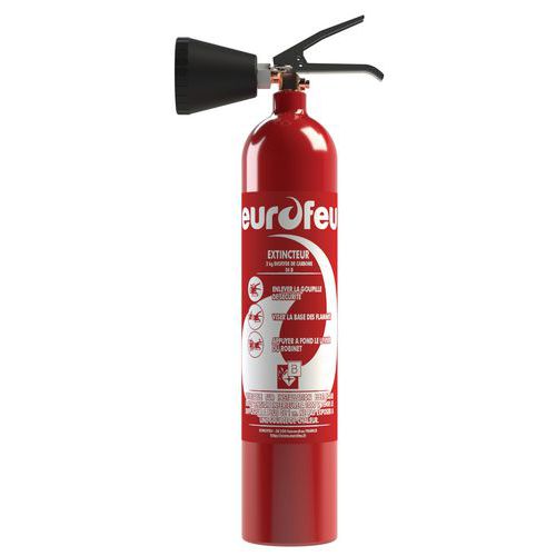 Extincteur CO2 2kg EUROFEU - Protection Incendie - Poids Total 2kg - Réservoir 2L - Garantie 2 Ans
