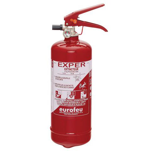 Extincteur Poudre ABC PP 2 KG Gamme Expert - Protection Incendie - Poids Total 2 kg - Garantie 2 ans