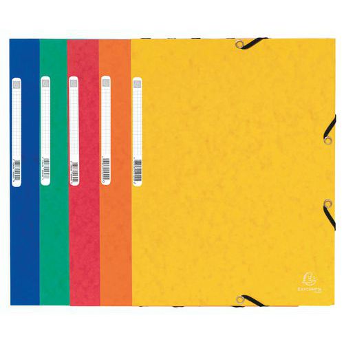 Exacompta - Lot de 10 Chemises A4 à Élastiques et 3 Rabats - Carton Lustré 355g/m² - Assorties - Éco-responsable FSC