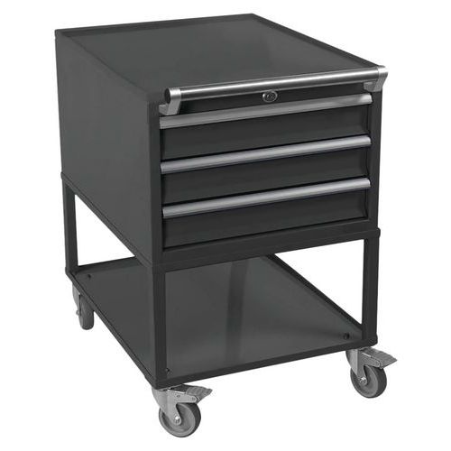 Desserte mobile 1 plateau 3 tiroirs Anthracite 7016 - Anjou Tolerie