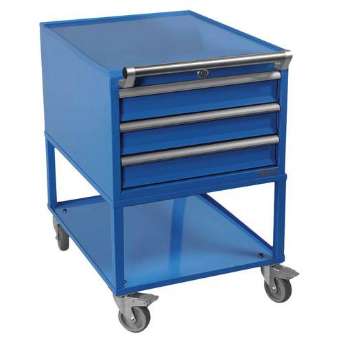 Desserte mobile 1 plateau 3 tiroirs Bleu 5012 - Anjou Tolerie