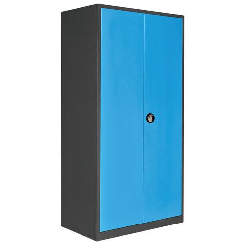 Anjou Tolerie - Armoire Haute Atelier 1250x500x1950mm Anthracite/Bleu - 2 Portes Battantes - Charge 1000kg - 4 Tablettes - Verrouillage à Clé