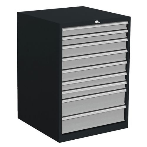 Meuble industriel 9 tiroirs aménageables Anthracite/Gris - Anjou Tolerie