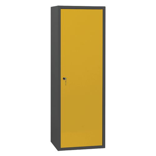 Armoire Penderie Acier Anthracite/Jaune 60x180x50cm - 1 Porte à Clé - Livrée Montée - 7 Ans Garantie